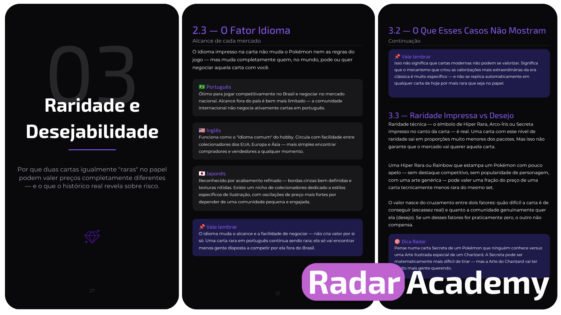 Radar Academy — módulo de raridades