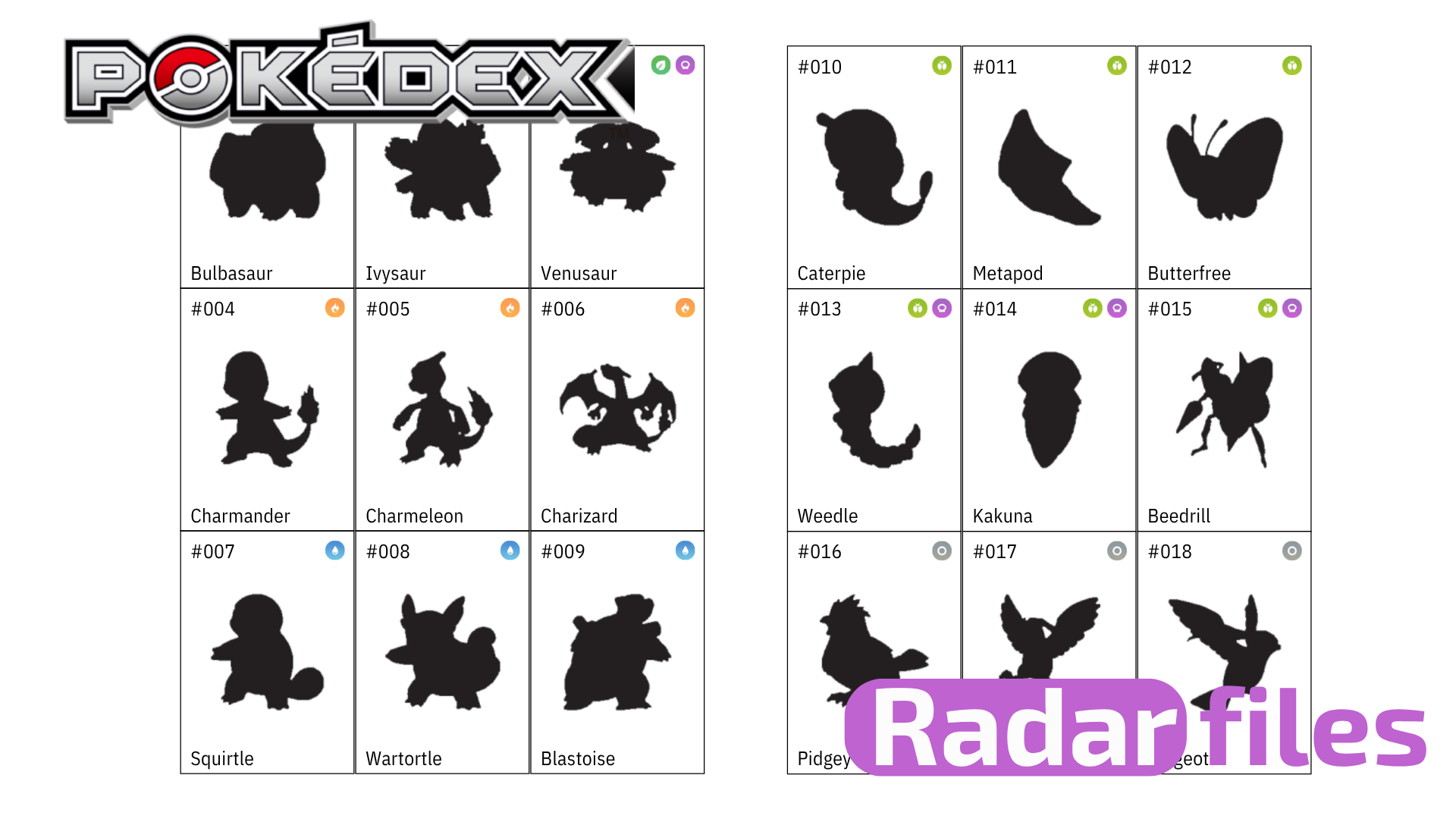 Radar Files — Pokédex para imprimir